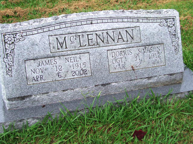 Photo of headstones/James Neil McLennan 1915-2002 hdstn Clopton cem TN